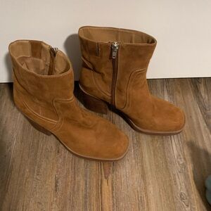 Brown Suede Heeled Boots